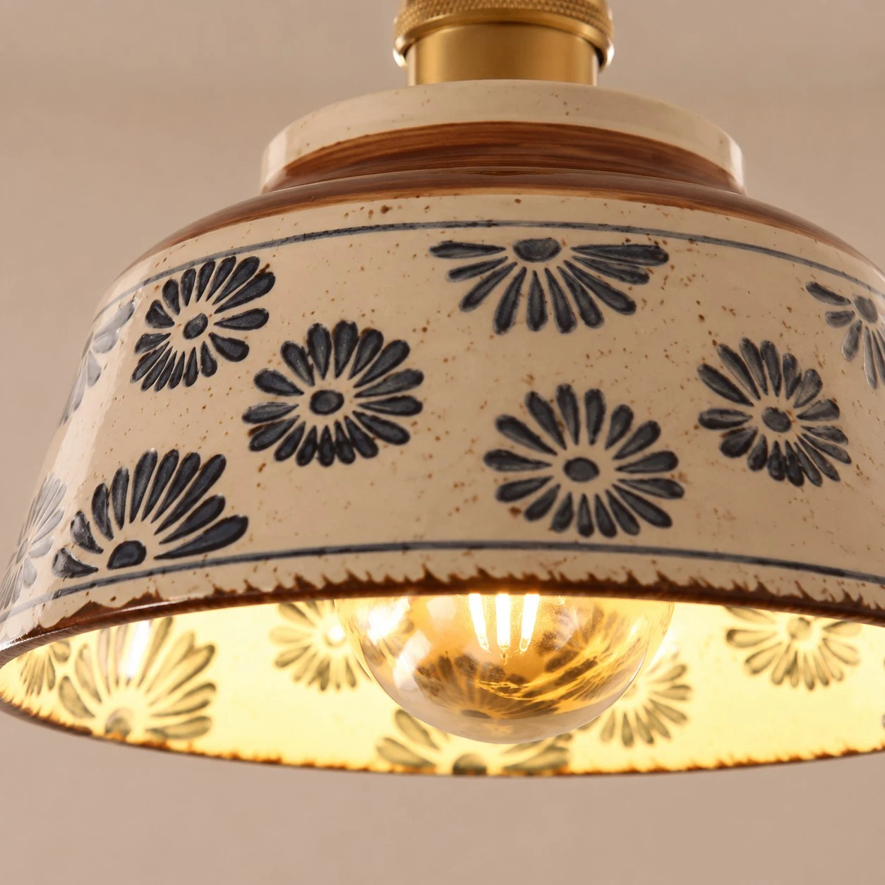 detail - ceramic floral shade