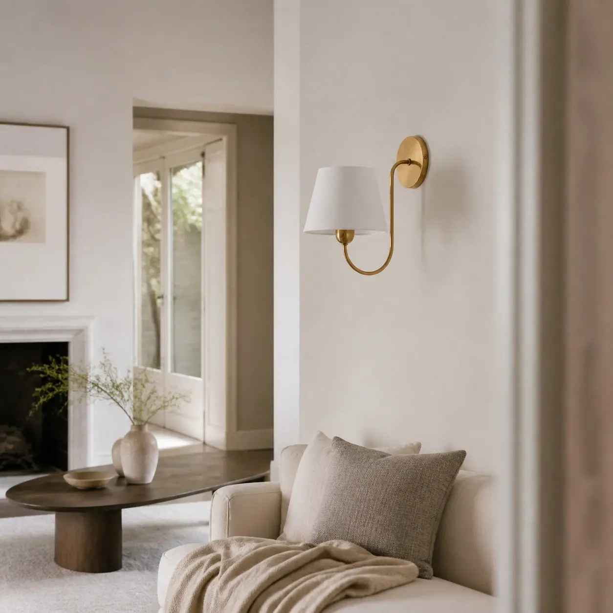 Natural Copper wall sconce in a refined living room